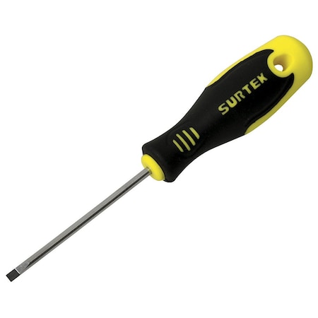 Surtek Bi-material mini screwdriver round shank cabinet tip 1/8x2 -1/ 2 in. D222